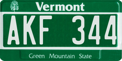 VT license plate AKF344