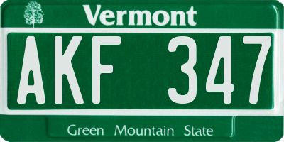 VT license plate AKF347