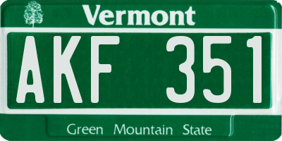 VT license plate AKF351