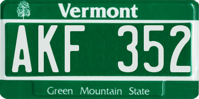 VT license plate AKF352