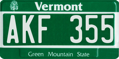 VT license plate AKF355