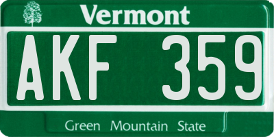 VT license plate AKF359