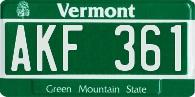 VT license plate AKF361