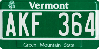 VT license plate AKF364