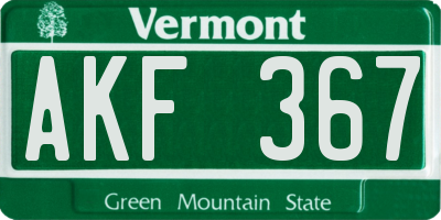 VT license plate AKF367