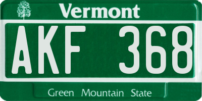 VT license plate AKF368