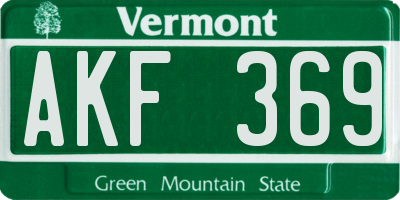 VT license plate AKF369