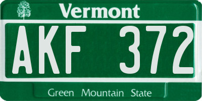VT license plate AKF372