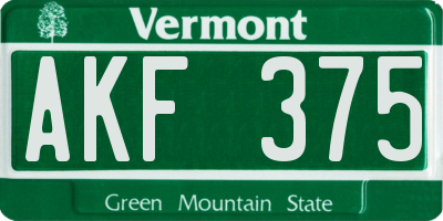 VT license plate AKF375