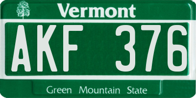 VT license plate AKF376