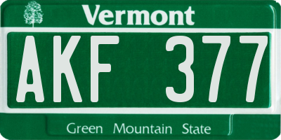VT license plate AKF377