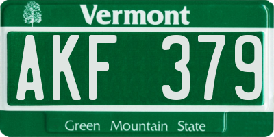 VT license plate AKF379