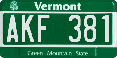 VT license plate AKF381