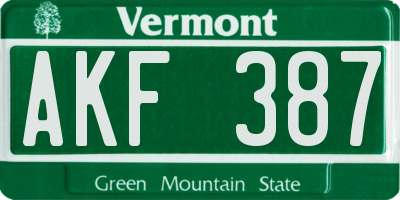 VT license plate AKF387