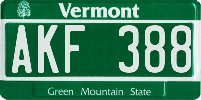 VT license plate AKF388