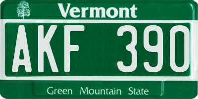 VT license plate AKF390