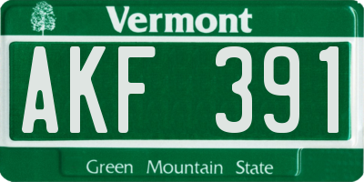 VT license plate AKF391