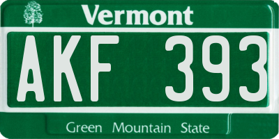 VT license plate AKF393