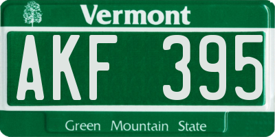 VT license plate AKF395