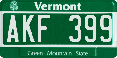 VT license plate AKF399