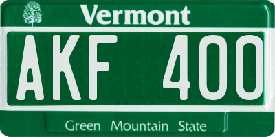 VT license plate AKF400
