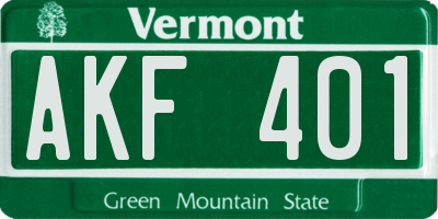 VT license plate AKF401