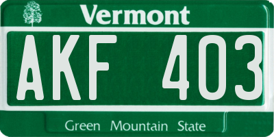 VT license plate AKF403