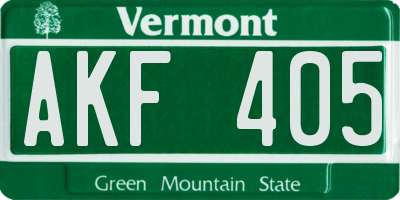 VT license plate AKF405