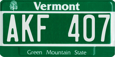 VT license plate AKF407