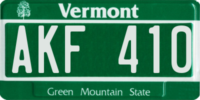 VT license plate AKF410