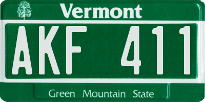 VT license plate AKF411