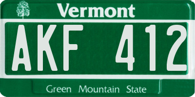 VT license plate AKF412