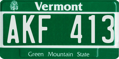 VT license plate AKF413