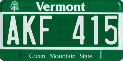 VT license plate AKF415