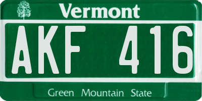 VT license plate AKF416