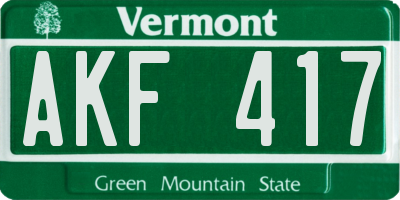 VT license plate AKF417
