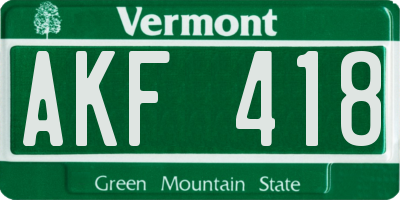 VT license plate AKF418
