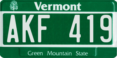 VT license plate AKF419