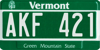 VT license plate AKF421