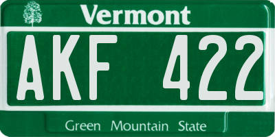 VT license plate AKF422