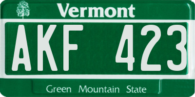 VT license plate AKF423