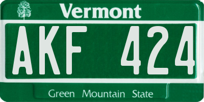 VT license plate AKF424
