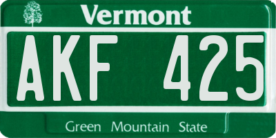 VT license plate AKF425