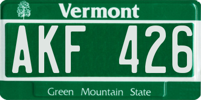 VT license plate AKF426