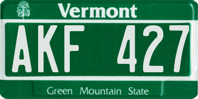 VT license plate AKF427