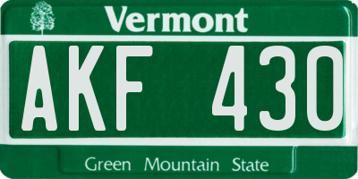 VT license plate AKF430