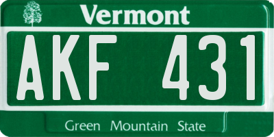 VT license plate AKF431