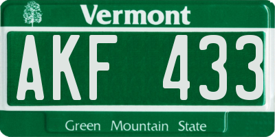 VT license plate AKF433
