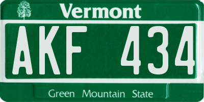 VT license plate AKF434