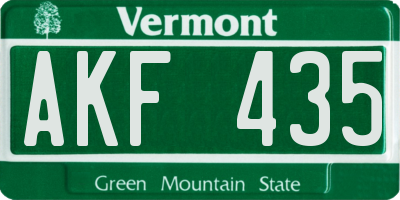 VT license plate AKF435